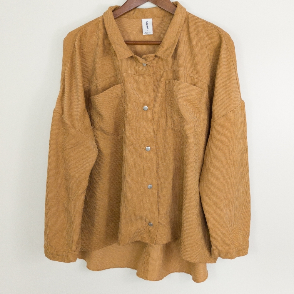 Abound Tan Corduroy Shirt Jacket Women’s Oversized Shacket Size XL